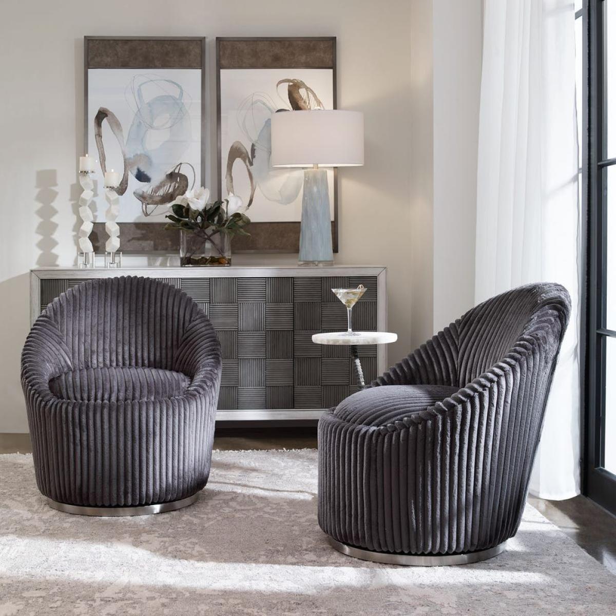 Crue Swivel Chair, Gunmetal - Image 4