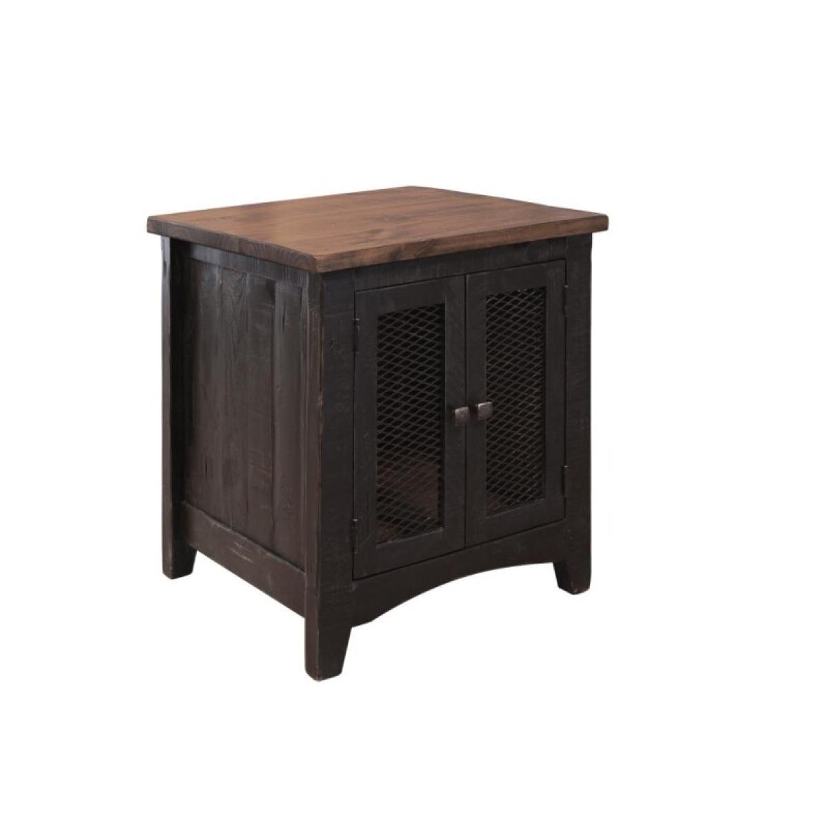 Pueblo 2 Metal Mesh Doors End Table - Image 2