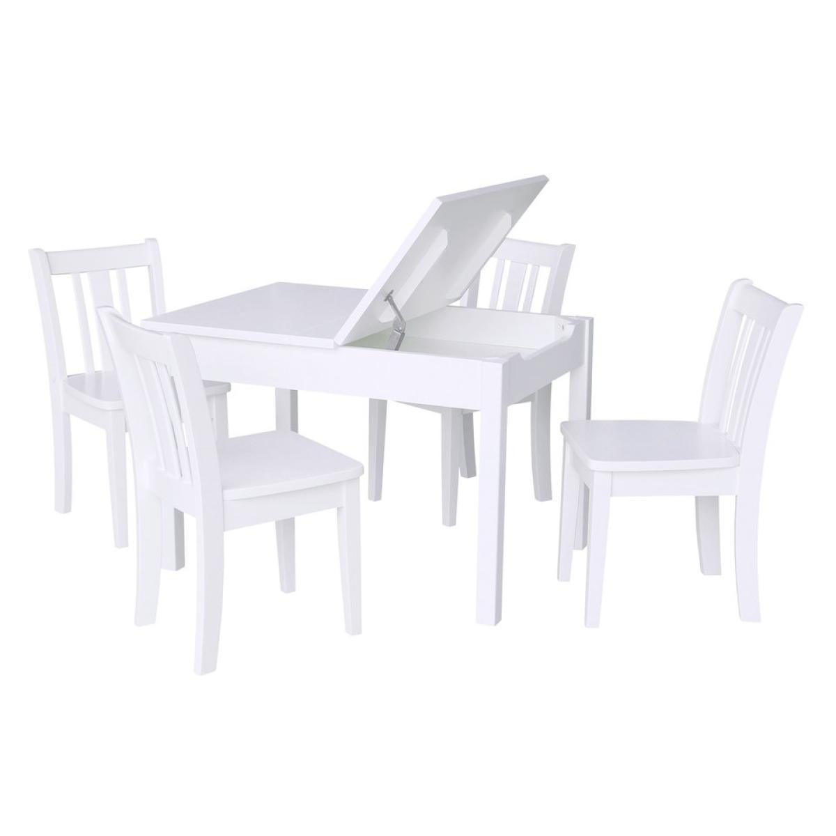 Tykes Collection - Mission Lift Top Storage Table and Chairs in Pure White - CC08-105 - Image 2