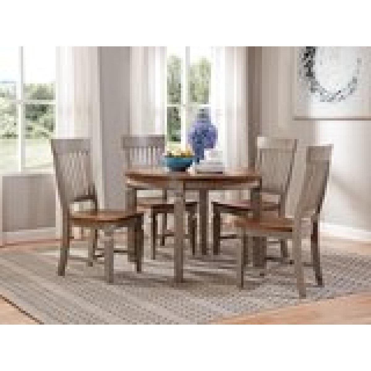 Vista Collection Solid Round Top Table in Hickory & Stone - Image 6