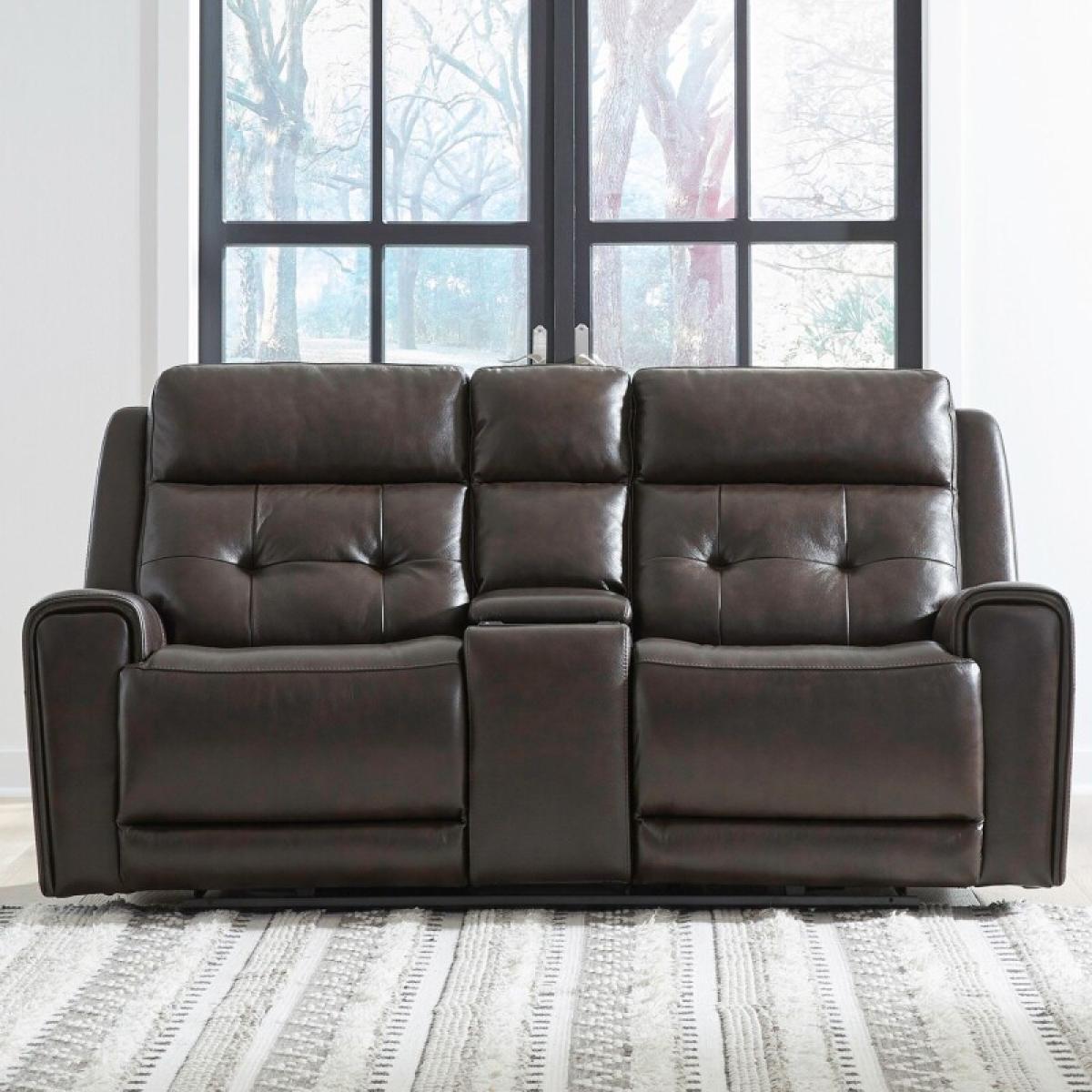 Loveseat w/Console P3 & ZG - Dark Brown - Image 7