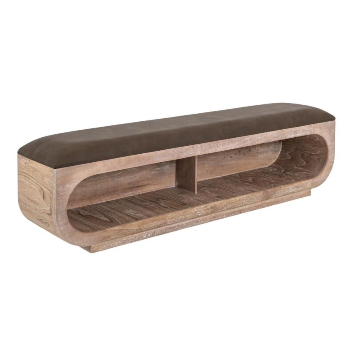Balam Wooden bench with a cushioned seat and open storage underneath - Image 2