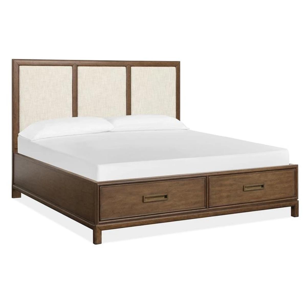 Ridgefield B6436-65A Complete King Panel Storage Bed w/Upholstered Headboard - Image 3