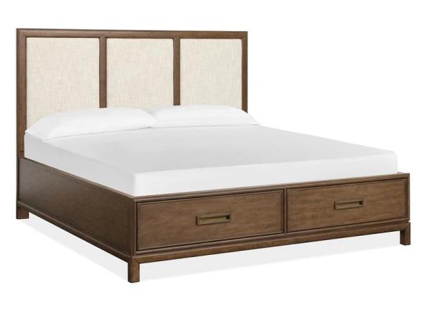Ridgefield B6436-65A Complete King Panel Storage Bed w/Upholstered Headboard - Image 3