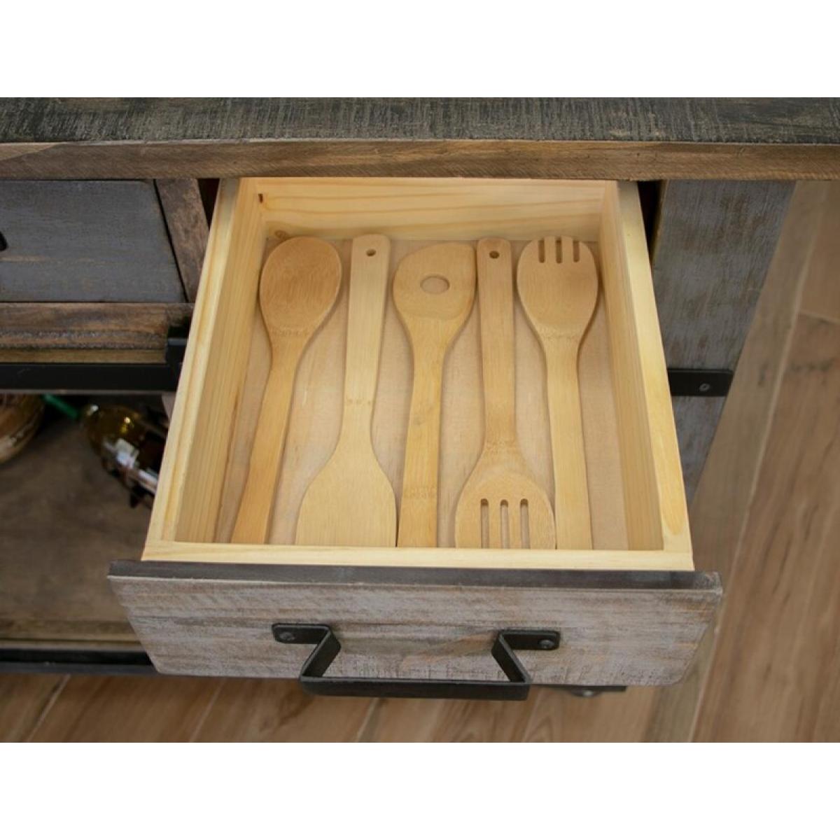 3 Drawer 6 Doors Kitchen Island - Loft Brown - Image 4