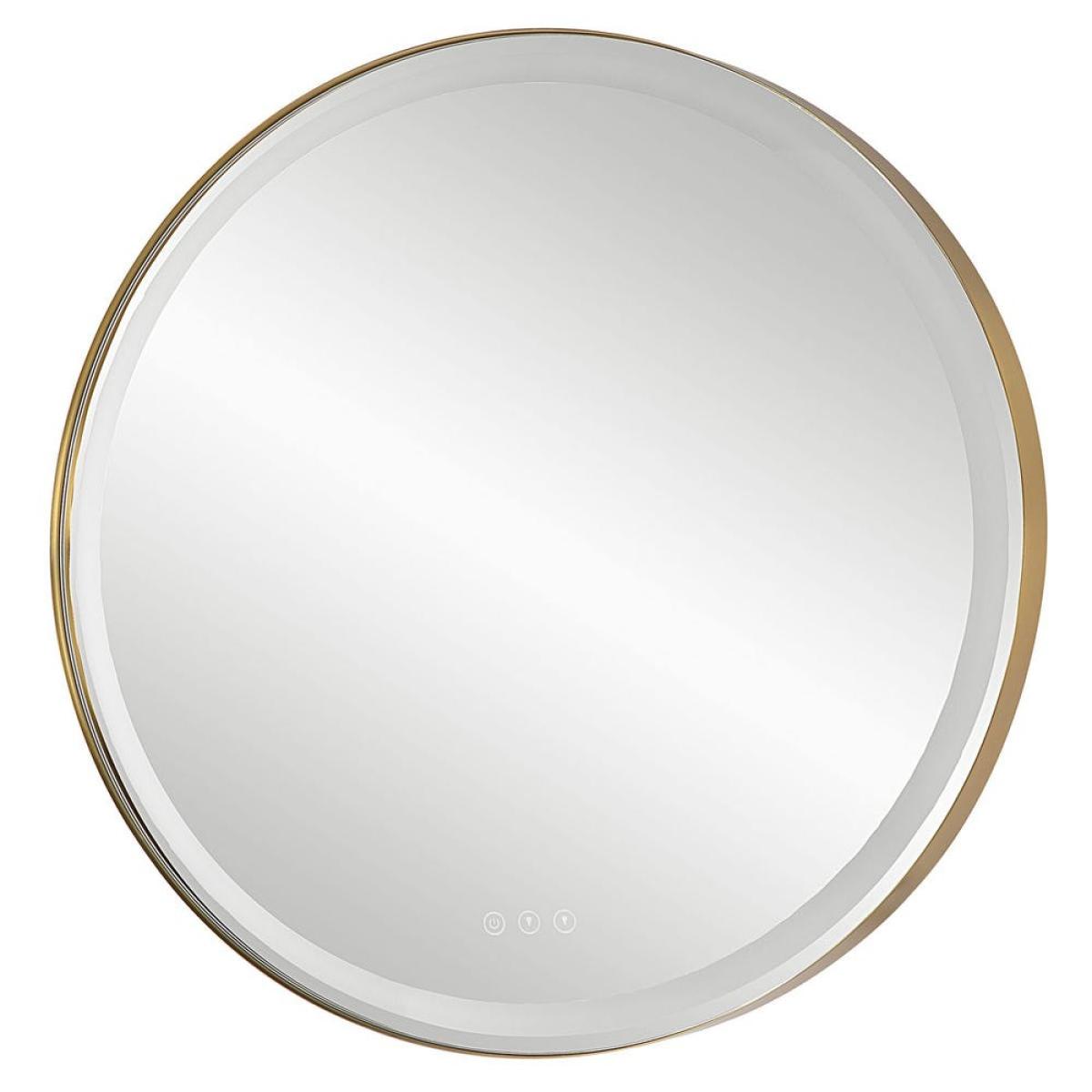 Crofton Lighted Round Mirror, Brass - Image 8