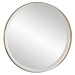 Crofton Lighted Round Mirror, Brass - Image 8