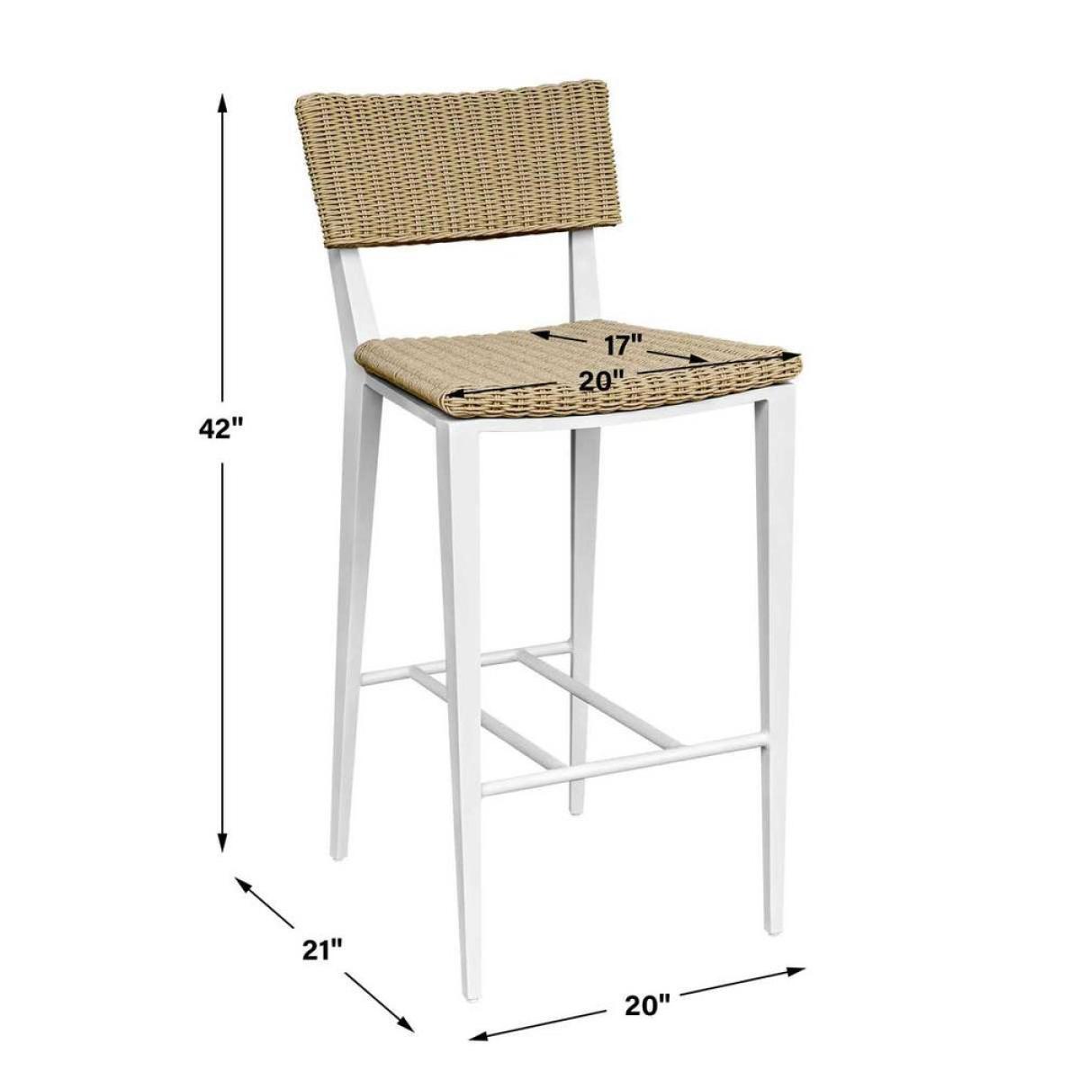 Calbas Outdoor Bar Stool, White - Image 13