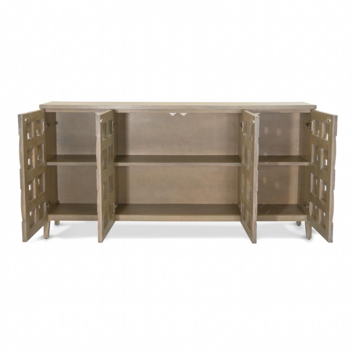 Wooden Weave 4-door Credenza, Soft Close Doors - Image 8