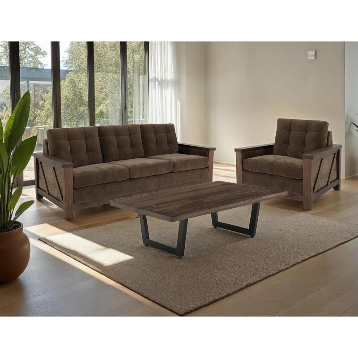 Walnut Wooden Frame, Upholstered Sofa - Image 5