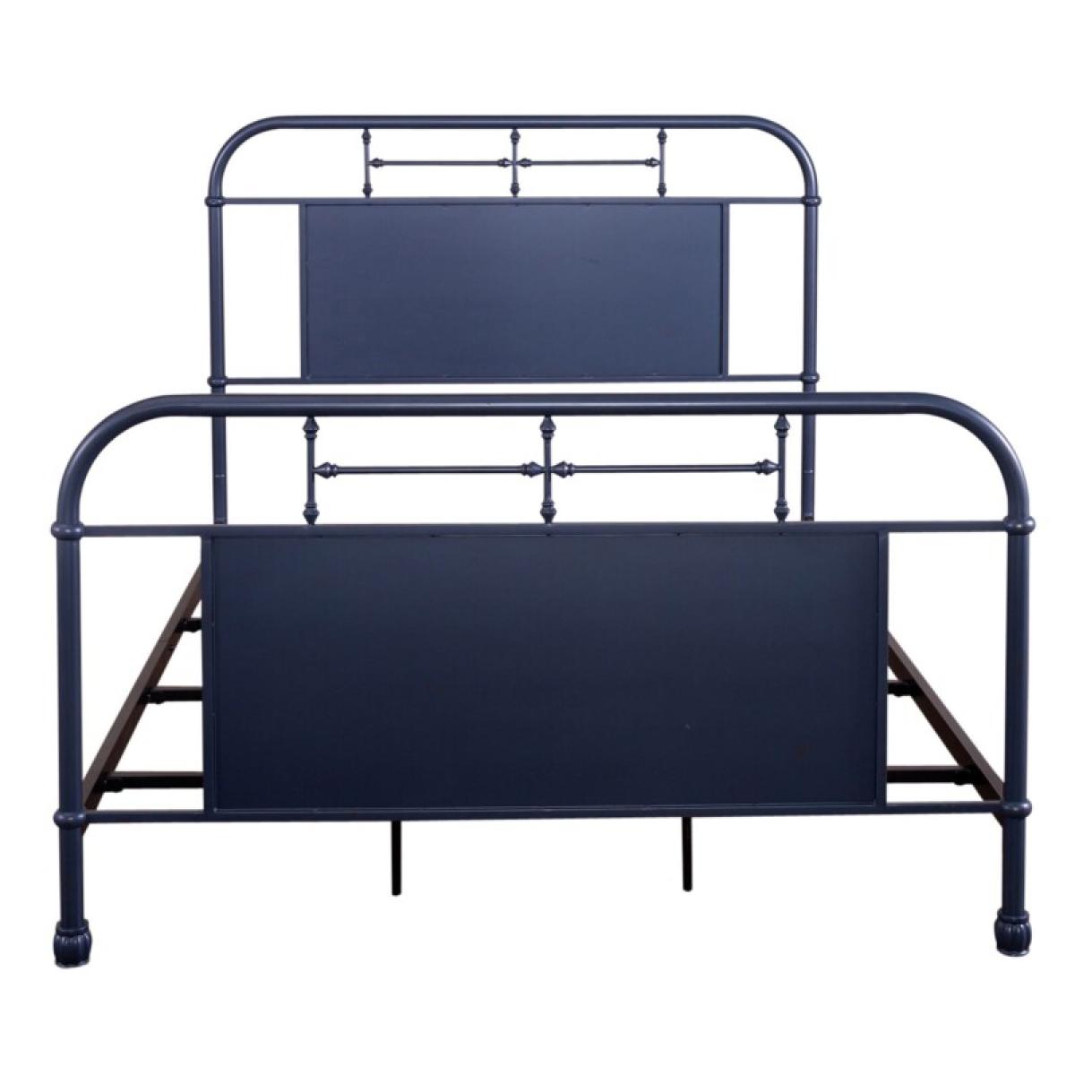 Vintage Series Queen Metal Bed- Navy - Image 4