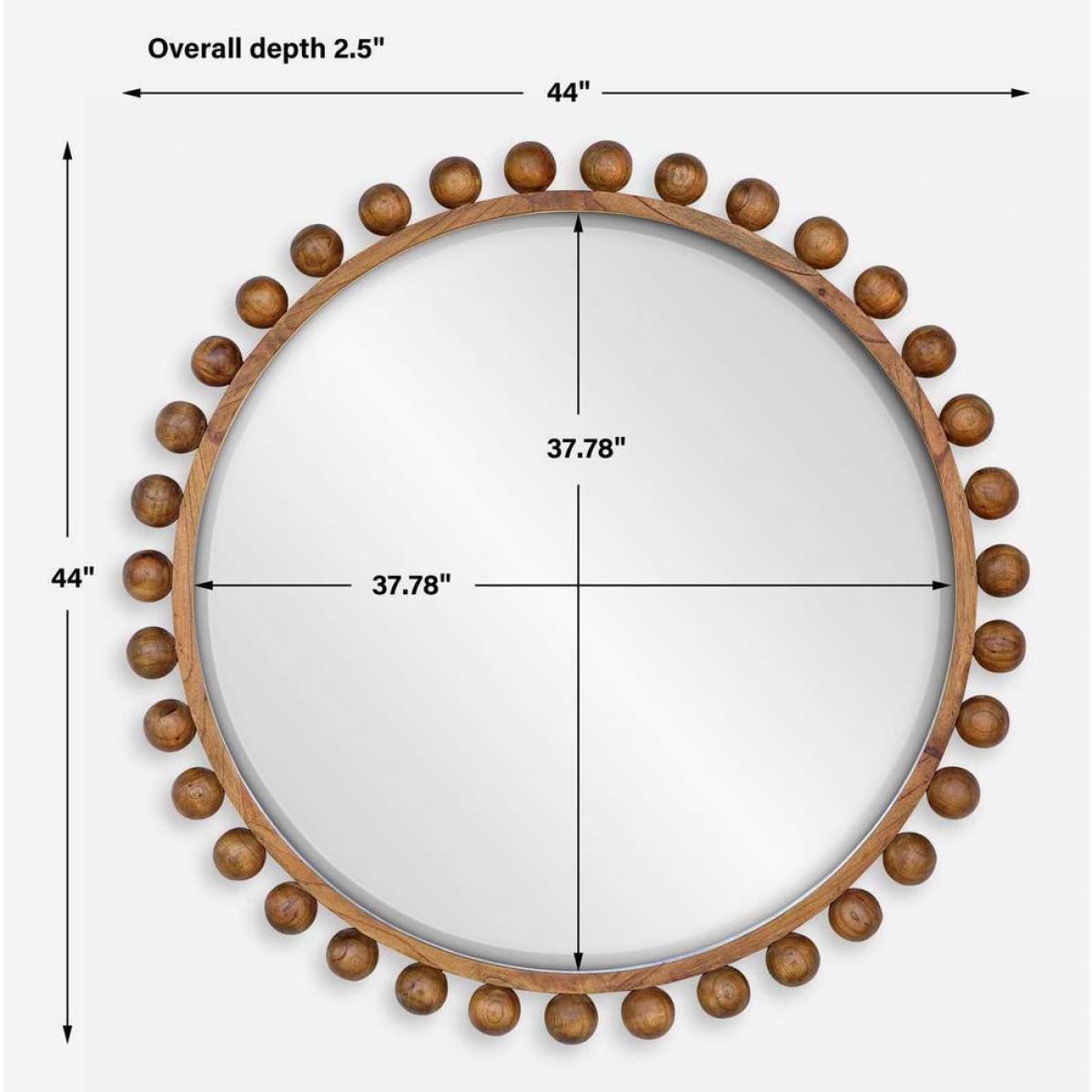 Cyra Wood Round Mirror, Walnut - Image 10