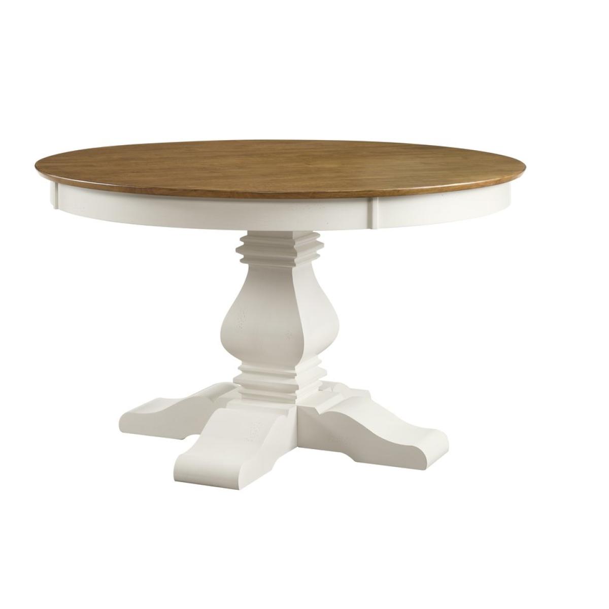Vista Collection 52" Solid Round Table Top w/ Banks Pedestal Base in Hickory and Shell - T52-14B-30 - Image 2