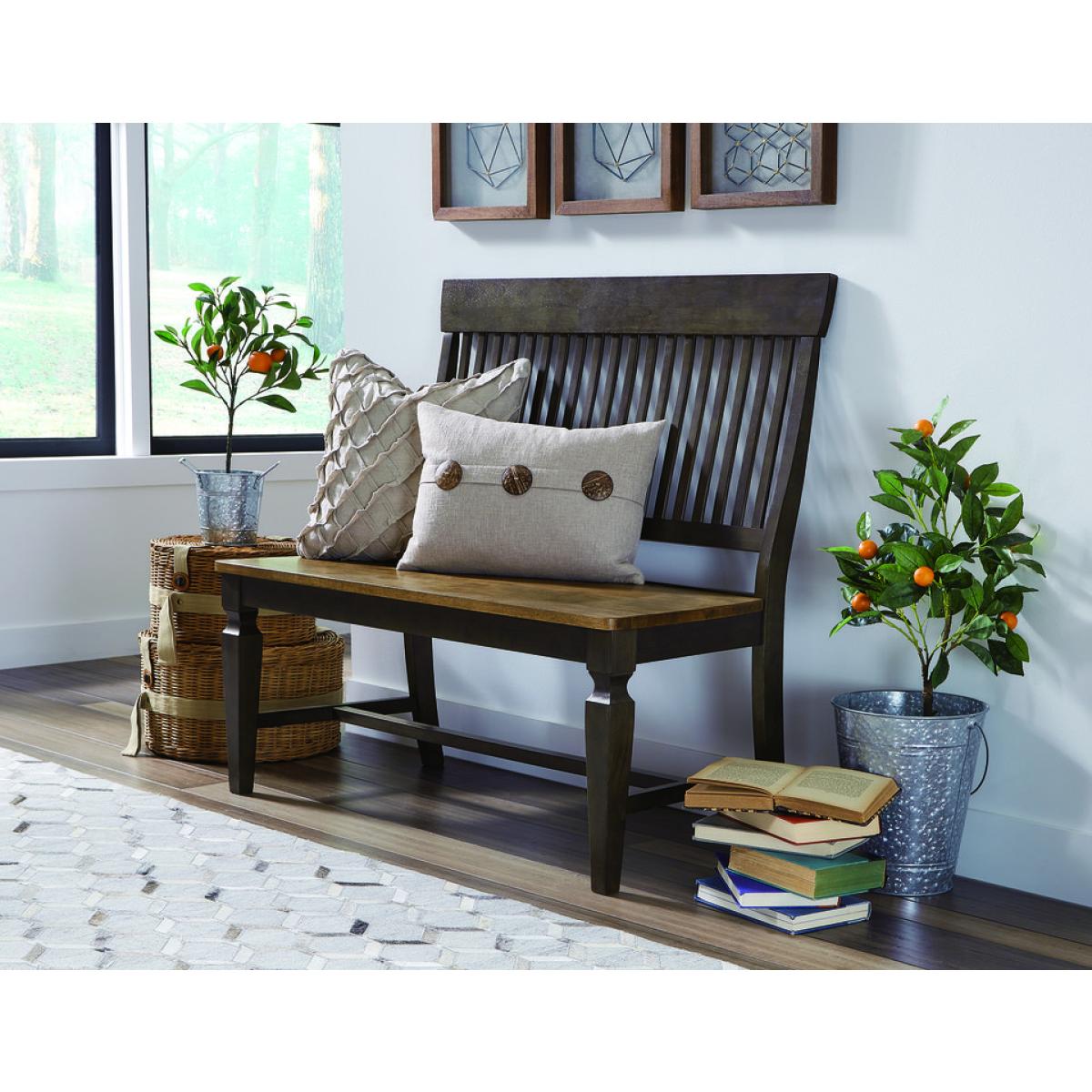 Vista Collection Slat Back Bench in Hickory & Coal - Image 3
