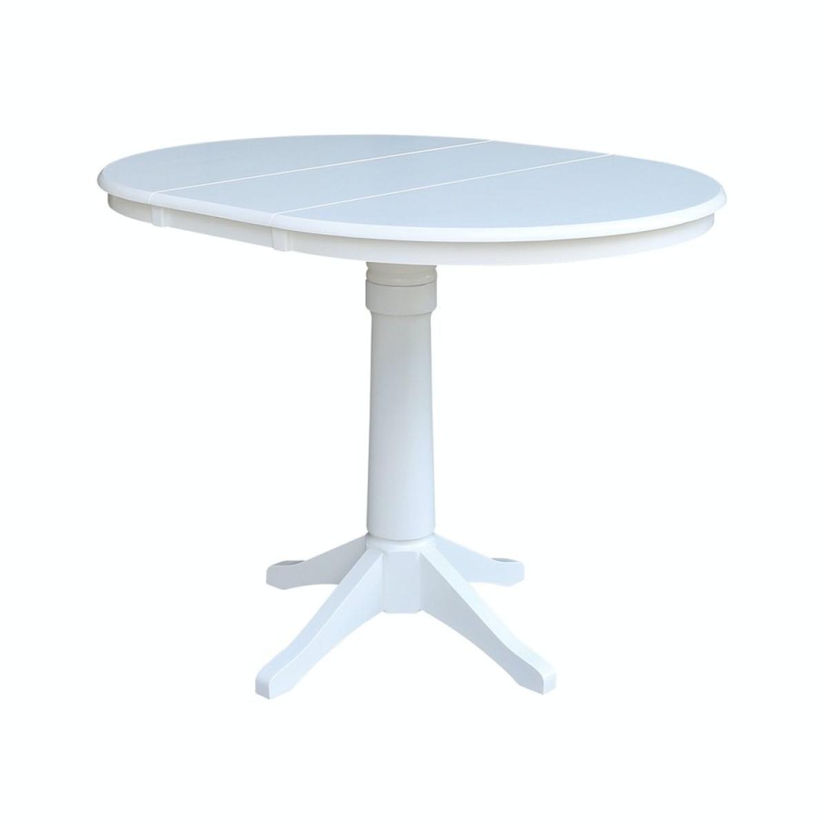 Dining Essentials - 36" Extension Table Top w/ 36"H Transitional Pedestal w/Extension in Pure White - T08-36RXT - Image 2