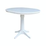 Dining Essentials - 36" Extension Table Top w/ 36"H Transitional Pedestal w/Extension in Pure White - T08-36RXT