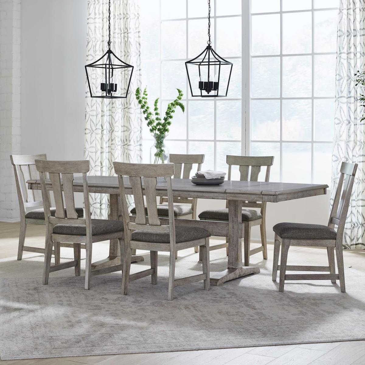 Hallendale 7 Piece Trestle Table Set - Image 2