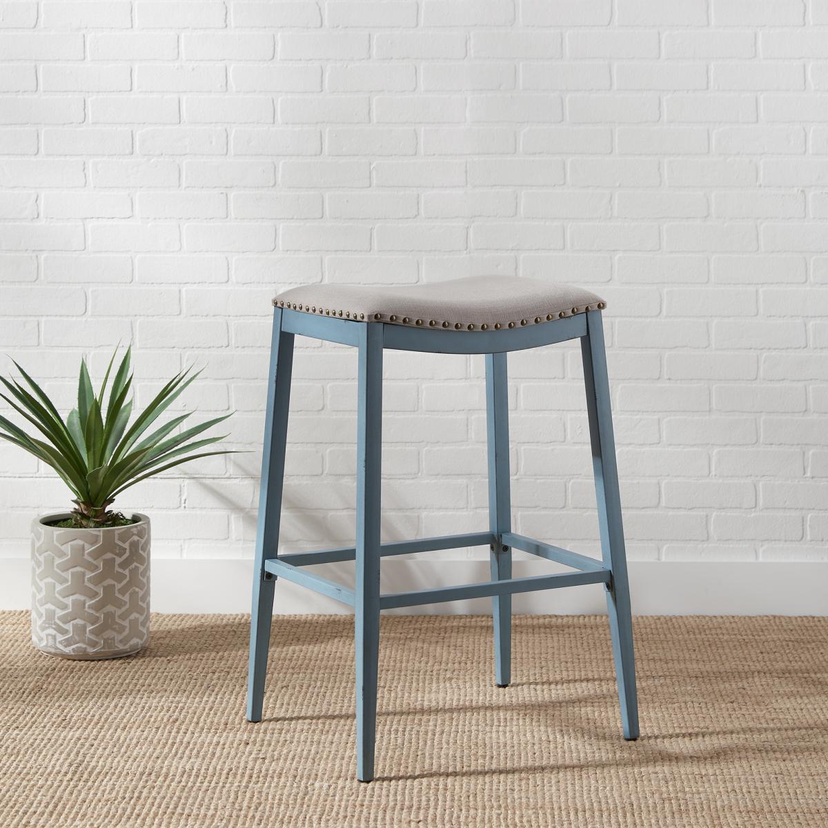 Backless Uph Barstool- Blue - Image 4
