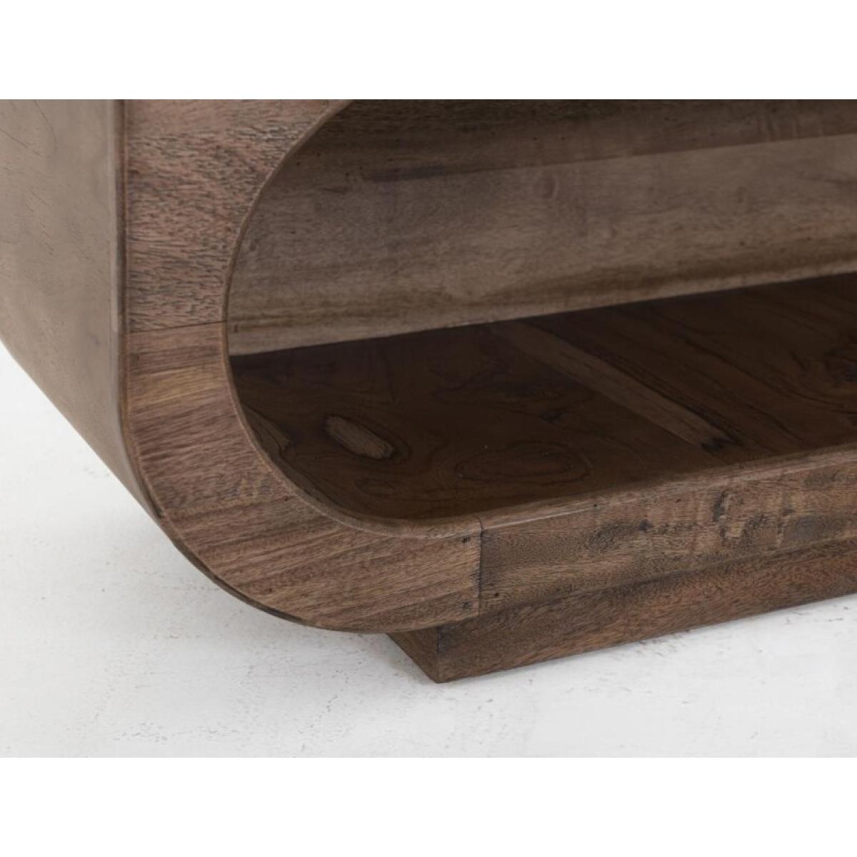 Wooden bench with a cushioned seat and open storage underneath. - Balam - Image 4