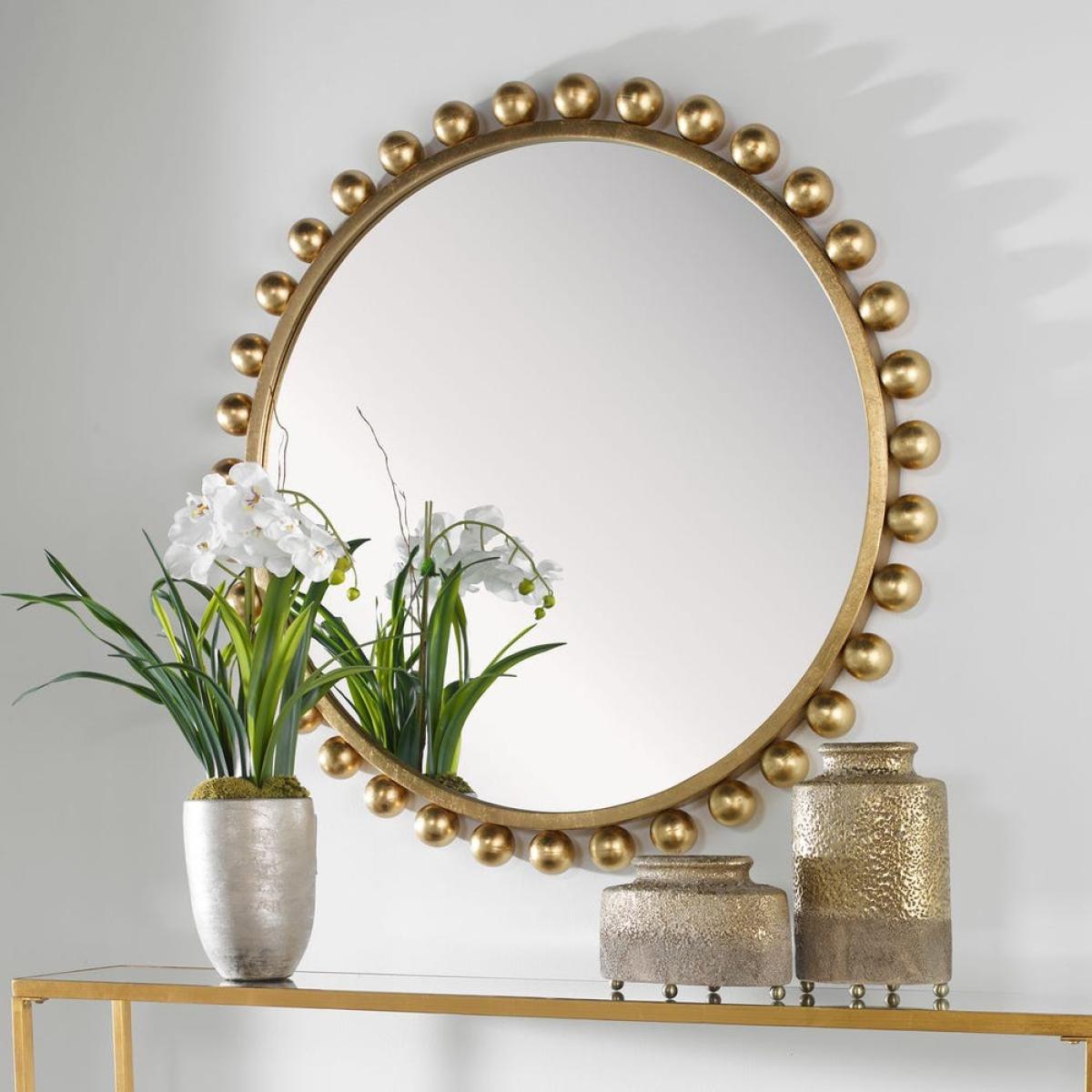 Cyra Round Mirror, Gold - Image 4