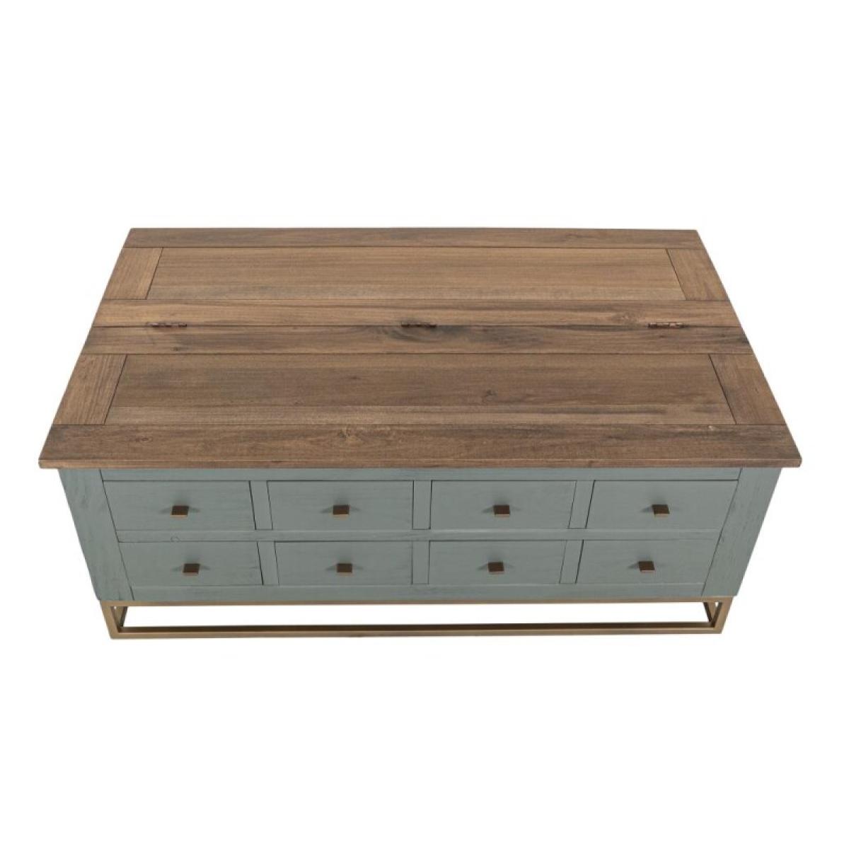 8 Drawers, Hinged Top Cocktail Table - Timber - Image 4