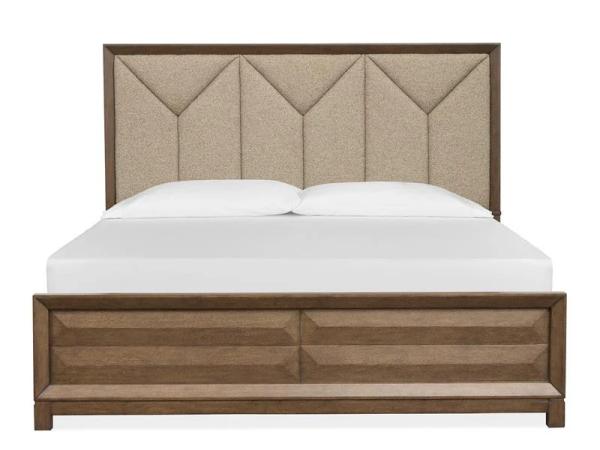 Callisto B6396-55H Wood Queen Panel Bed Upholstered Headboard KD