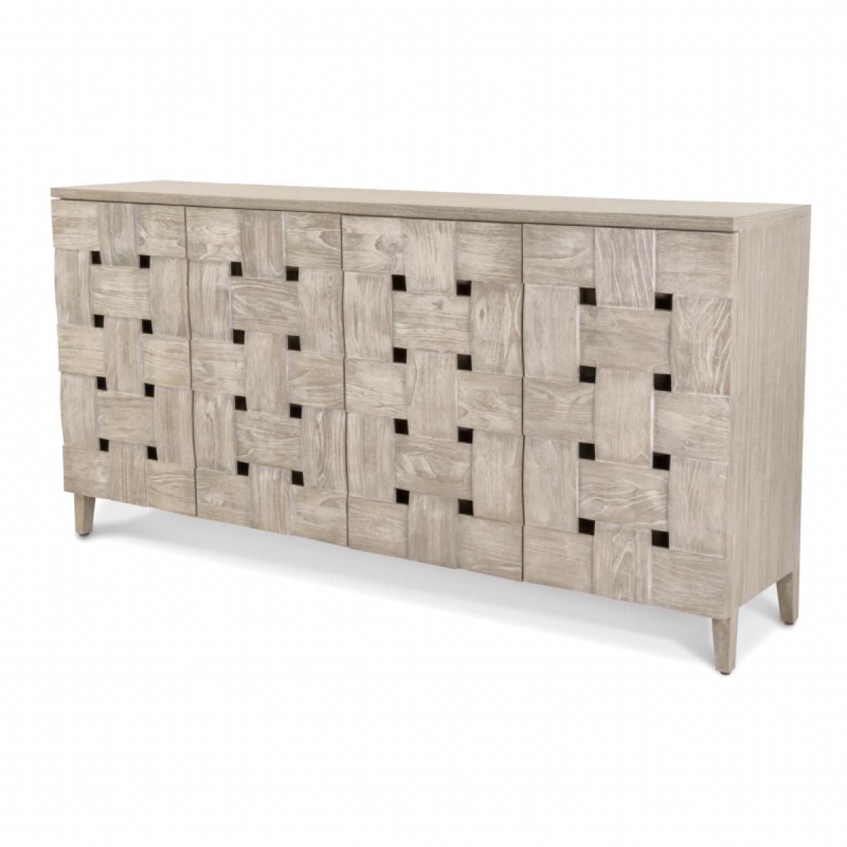 Wooden Weave 4-door Credenza, Soft Close Doors - Image 2