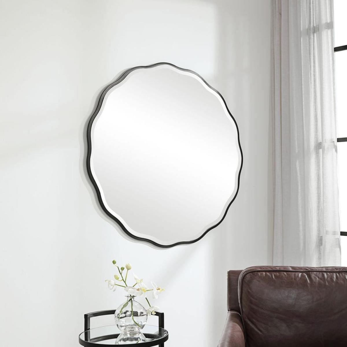 Aneta Round Mirror, Black - Image 6