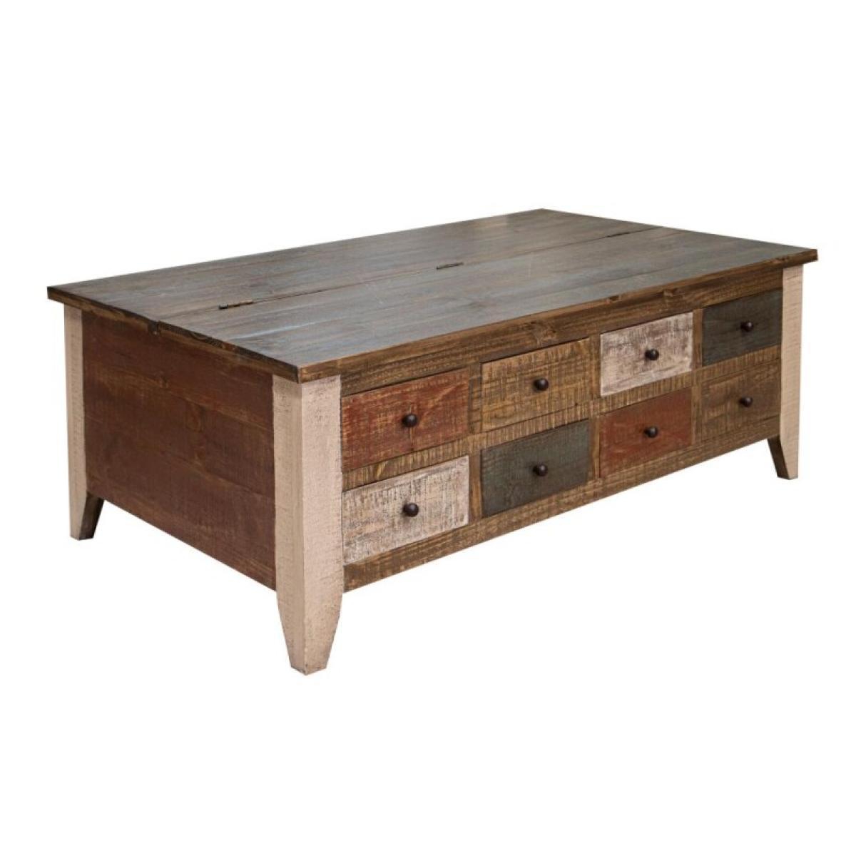8 Drawers & Lift Top Cocktail Table - Antique - Image 2