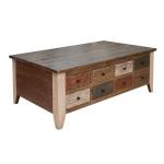 8 Drawers & Lift Top Cocktail Table - Antique