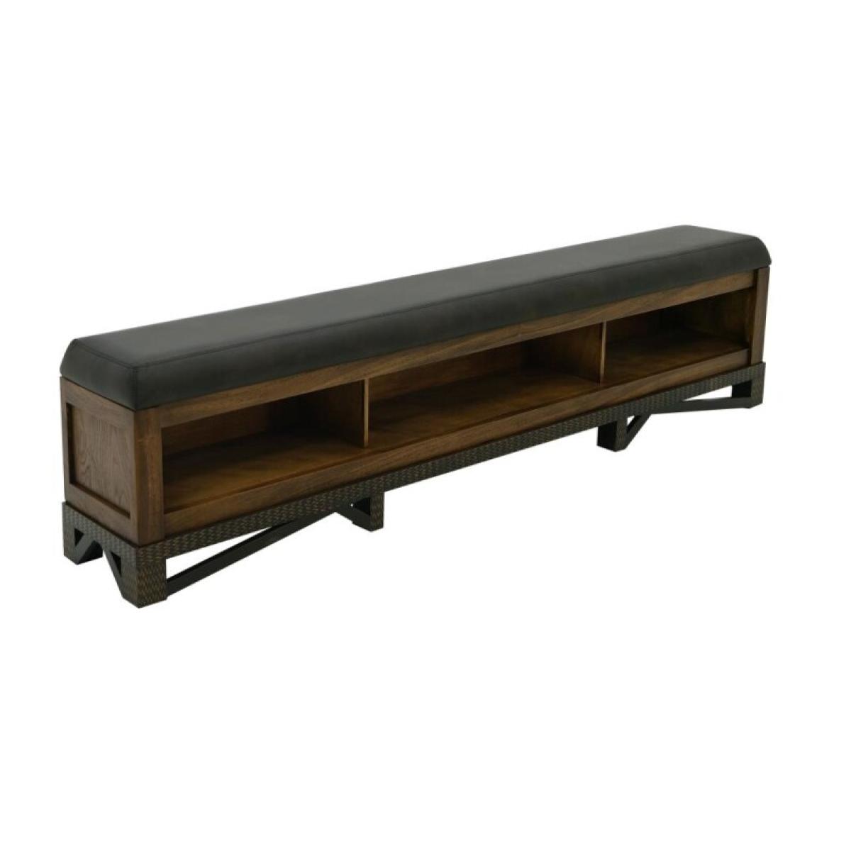 6/6 Eastern King footboard bench with three cubbies for storage - Walnut - Image 3