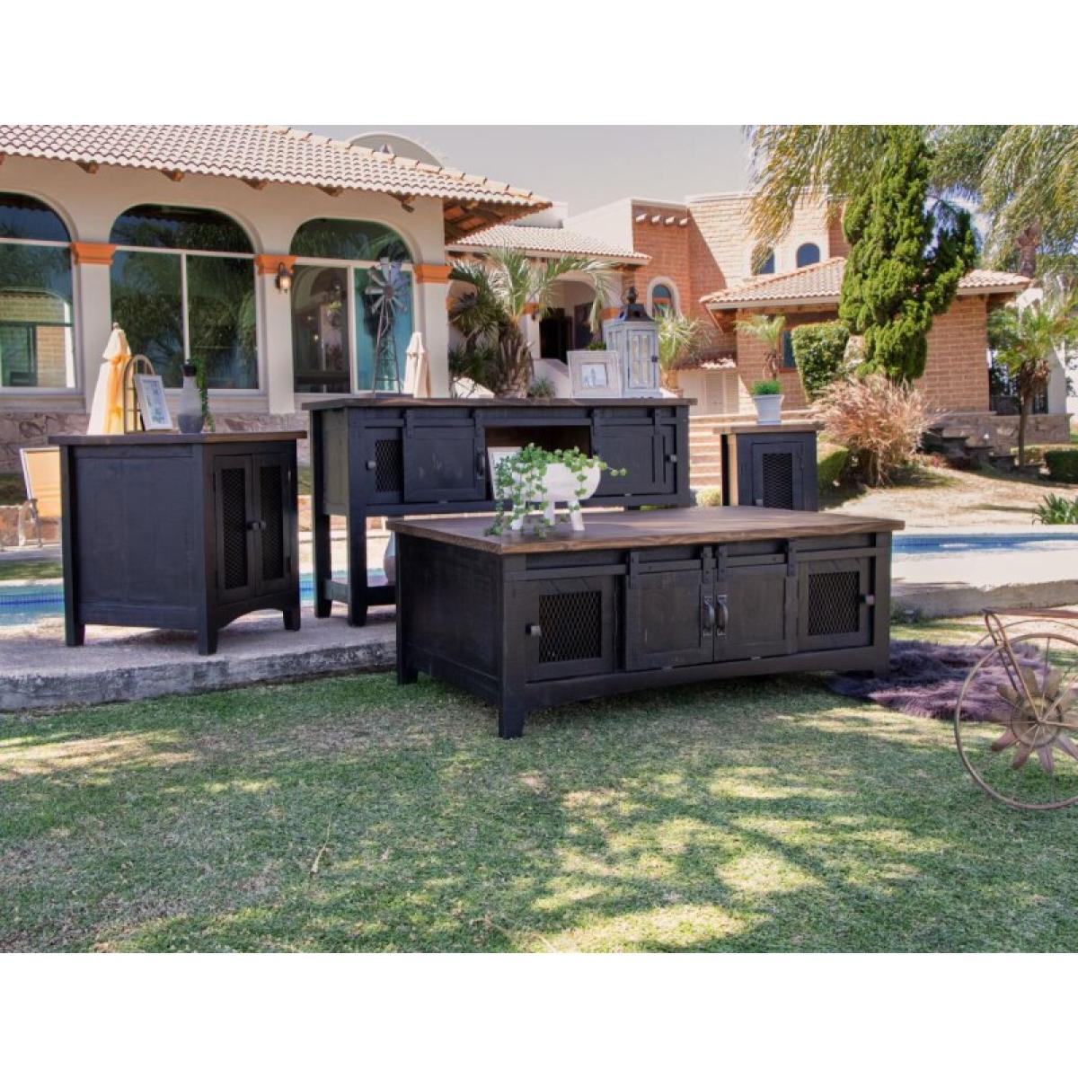 Pueblo 2 Metal Mesh Doors End Table - Image 4