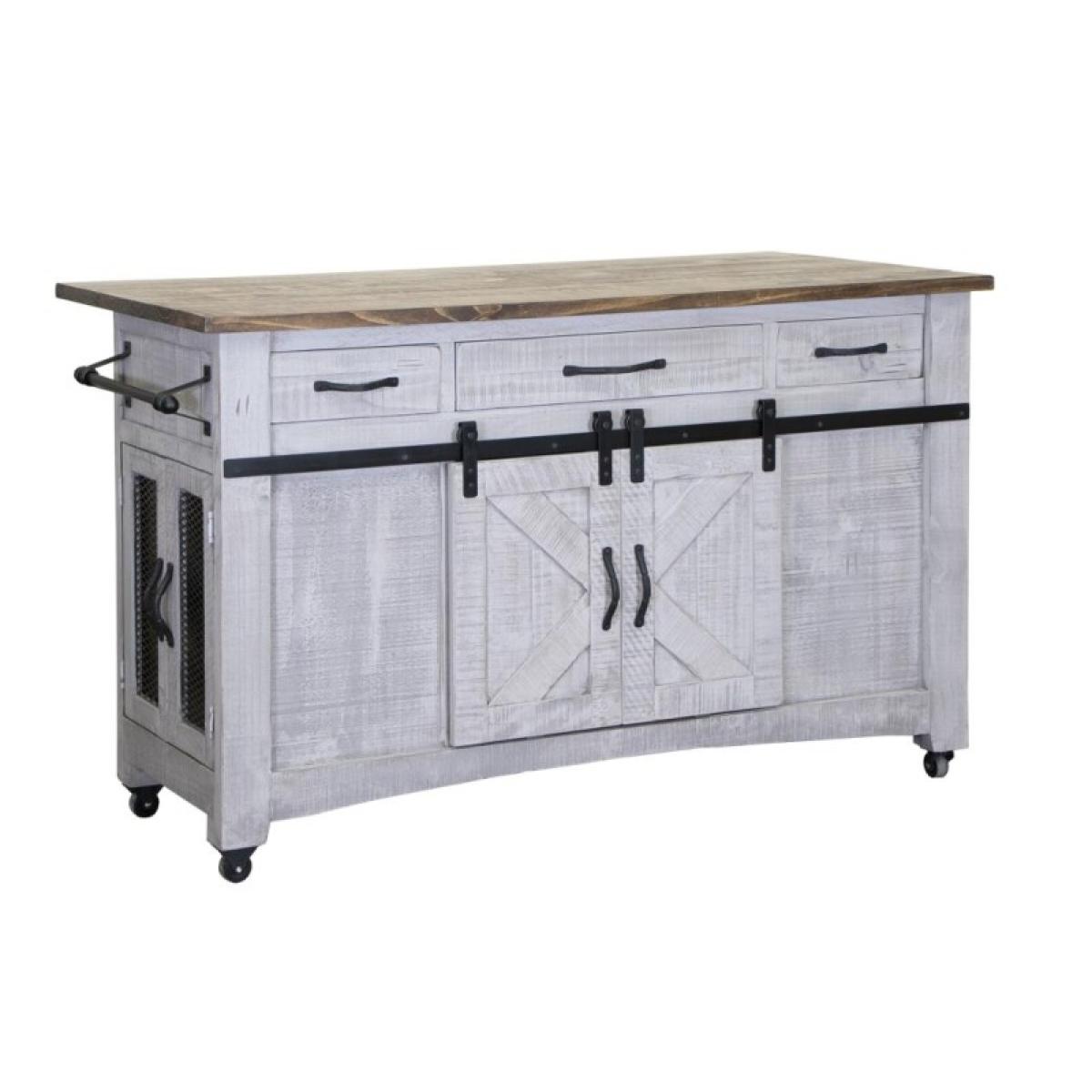 3 Drawer 6 Door Kitchen Island - Pueblo - Image 2