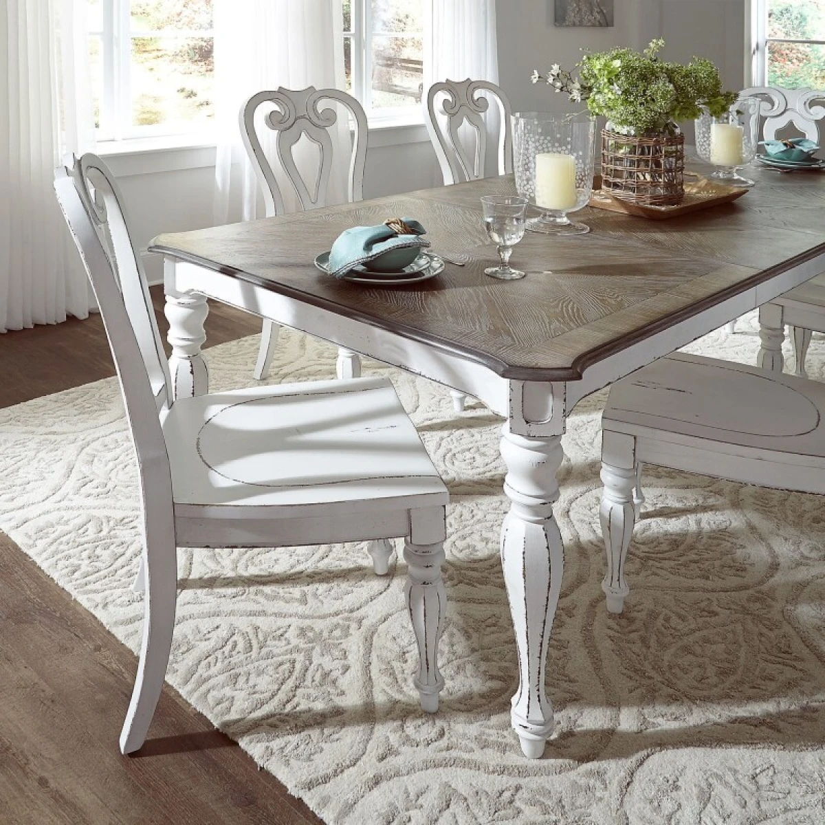 Magnolia Manor Opt 5 Piece Leg Table Set - Image 3