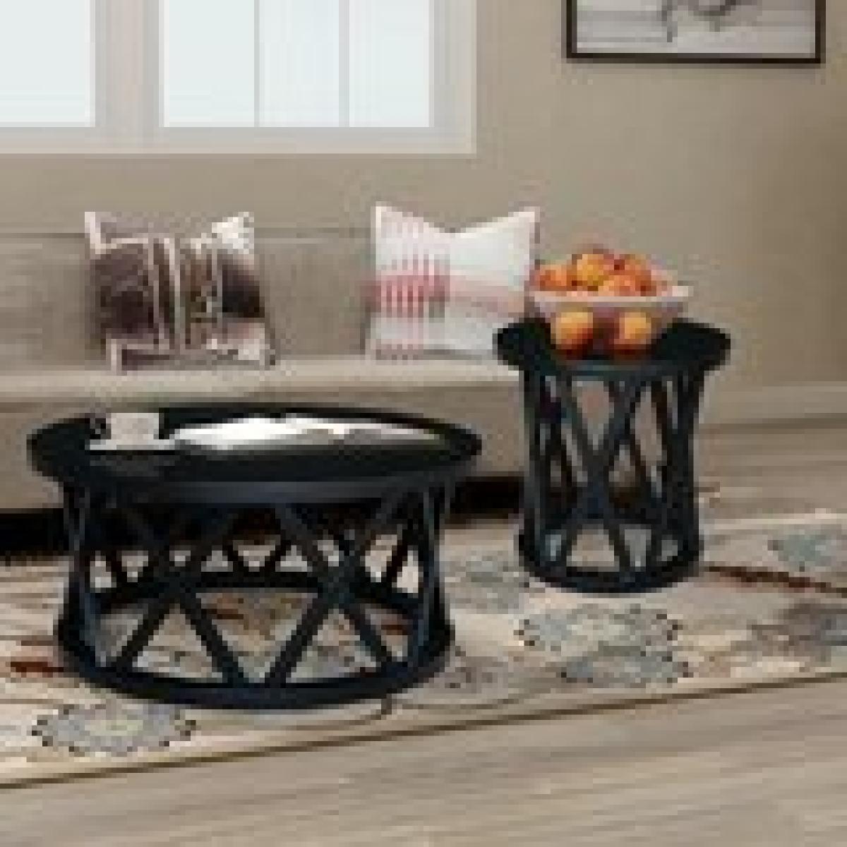 Destinations Collection - Ceylon Round Coffee Table in Black - Image 5