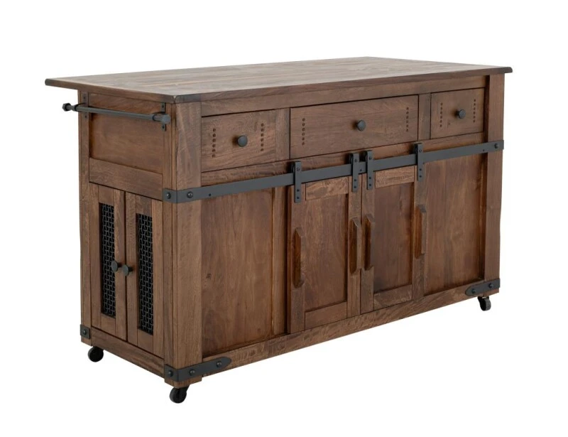 e0c18aa2d9d18cd12621a394c2e15f1b Parota 3 Drawer 4 Doors 2 Sliding Doors Wood Island - Image 1