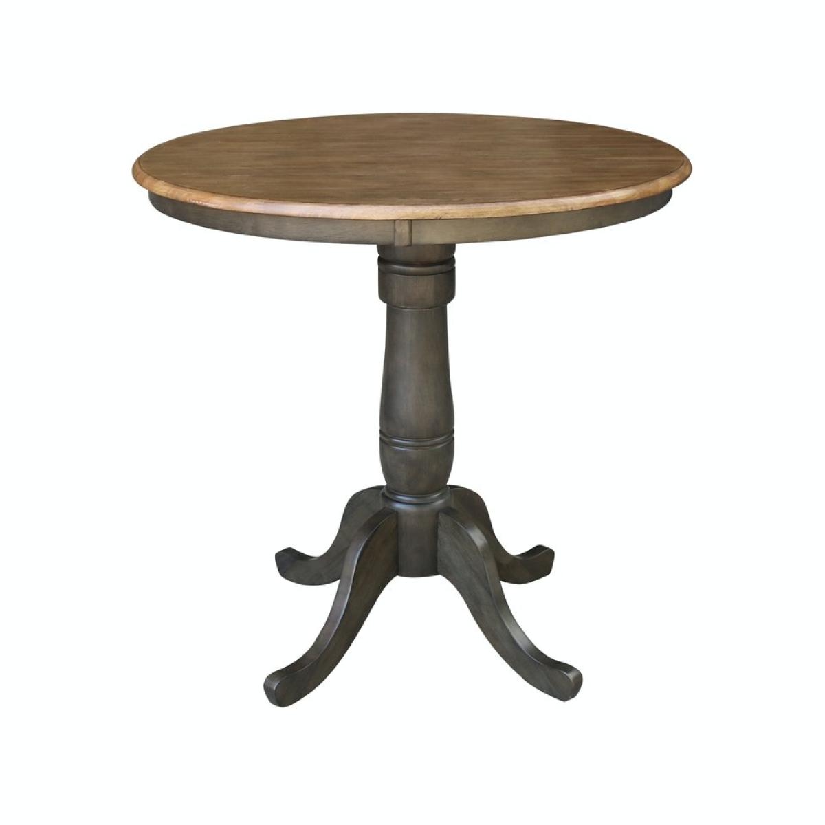 Dining Essentials - 36'' Round Table Top w/36"H Traditional Pedestal w/Extension in Hickory / Coal - Image 2