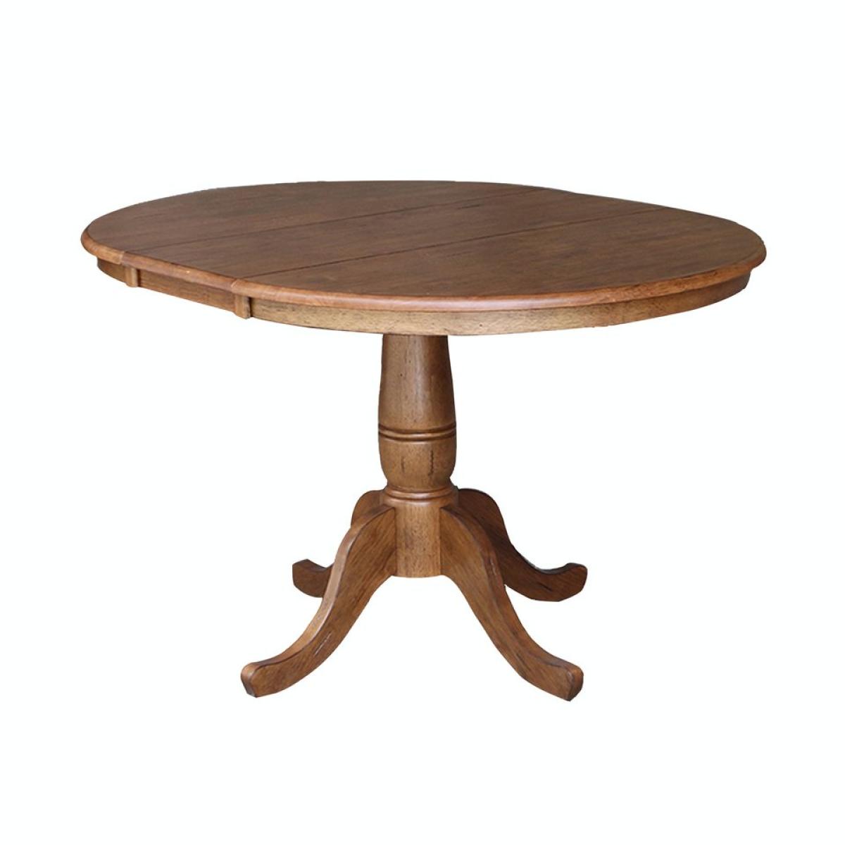 Dining Essentials - 36" Extension Table Top w/ 36"H Traditional Pedestal w/ Extension in Bourbon Oak - T42-30P/T42-6B - Image 2