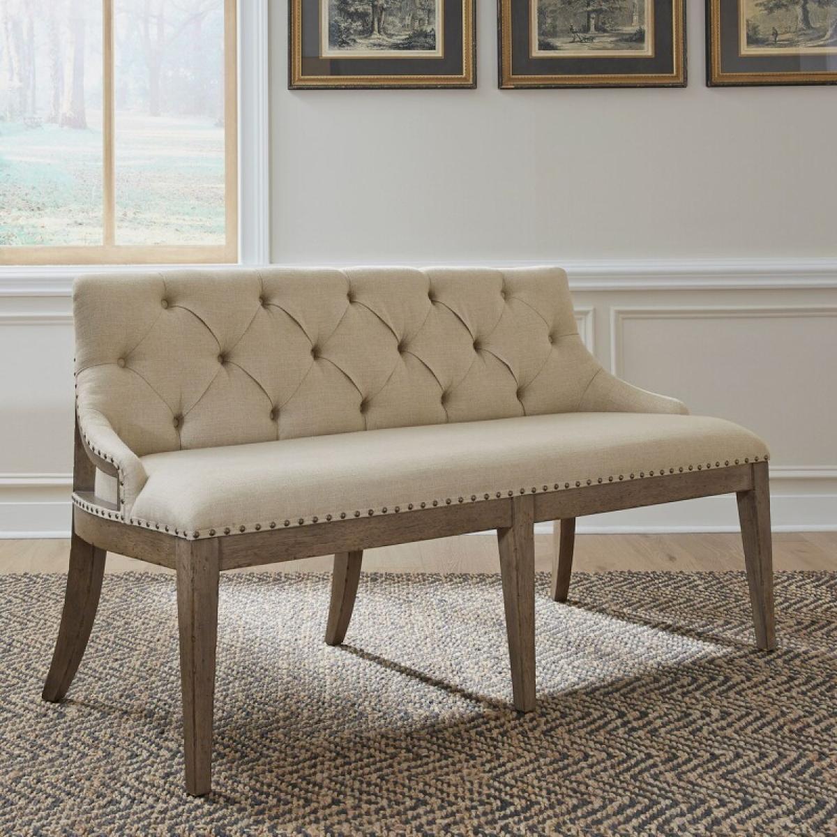 Americana Farmhouse Uph Shelter Dining Bench - Image 2