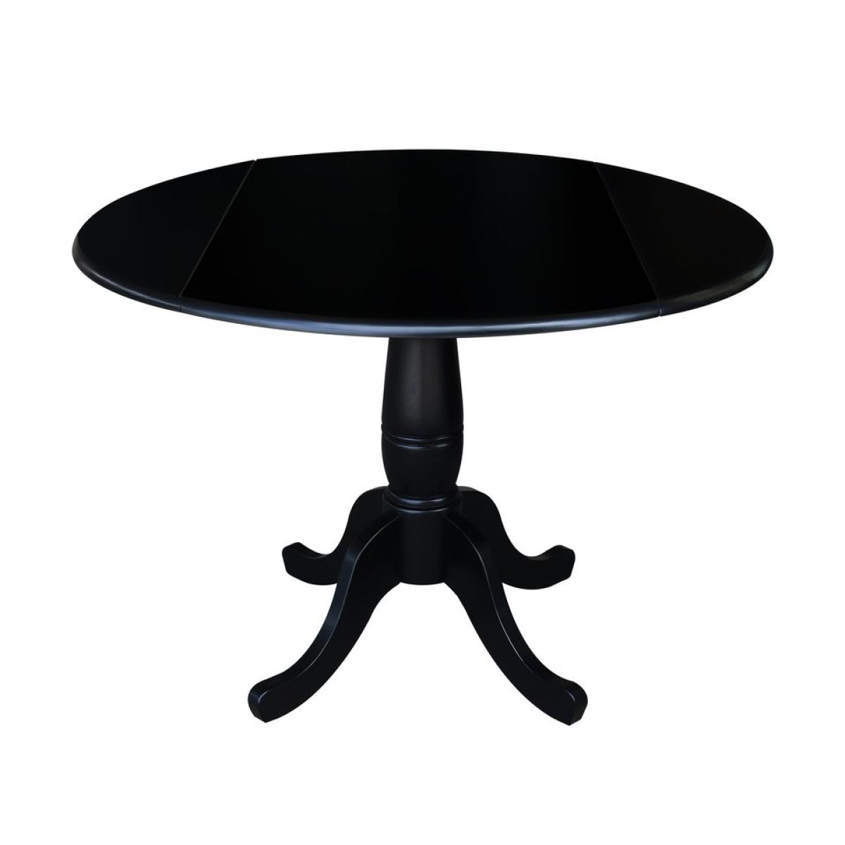 e3135a18b2c1eb1a9a4fc645ff69ed3c Dining Essentials - 42" Drop Leaf Table Top w/30"H Traditional Pedestal in Black - Image 1