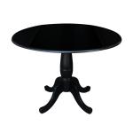 Dining Essentials - 42" Drop Leaf Table Top w/30"H Traditional Pedestal in Black