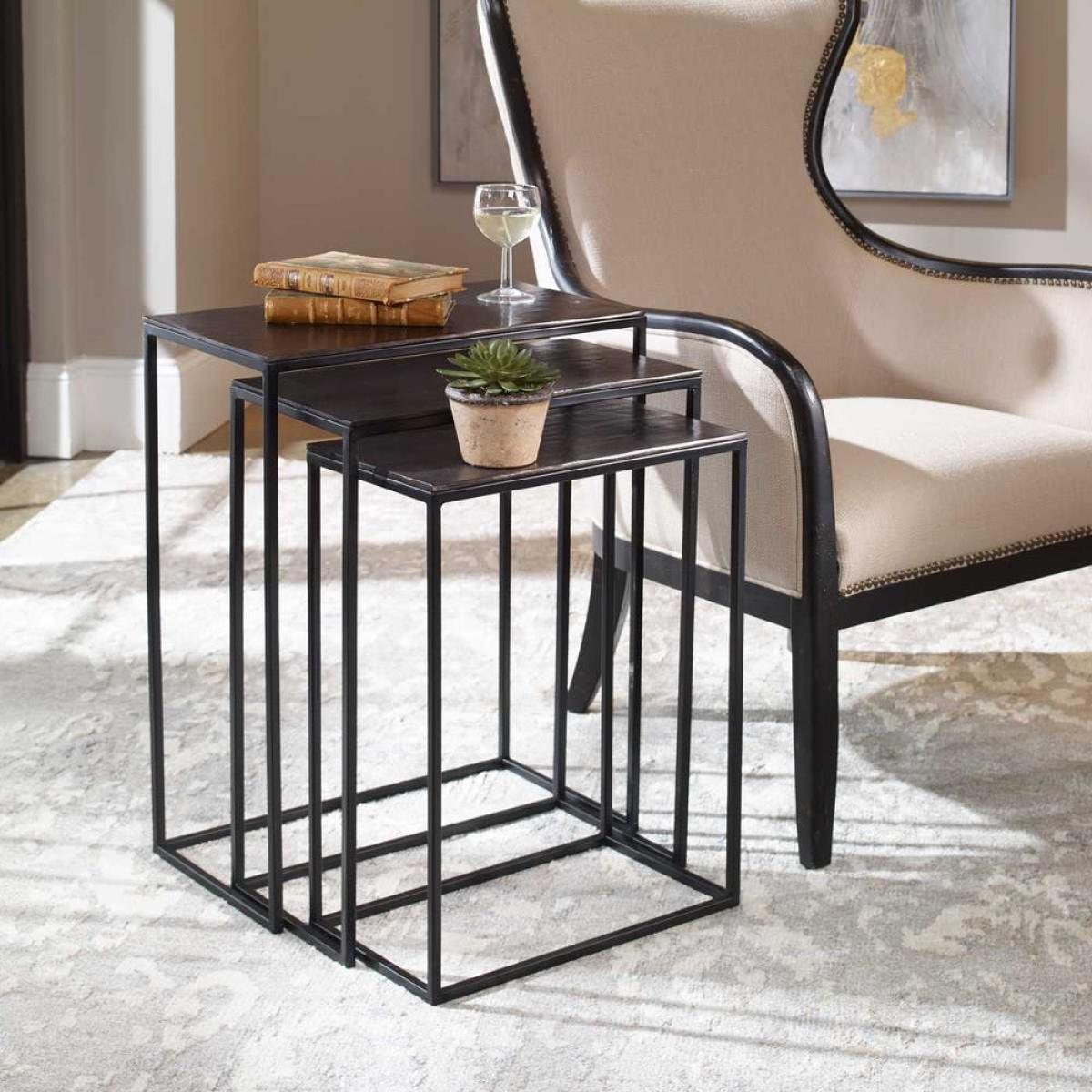 Coreene Nesting Tables, Black, S/3 - Image 7