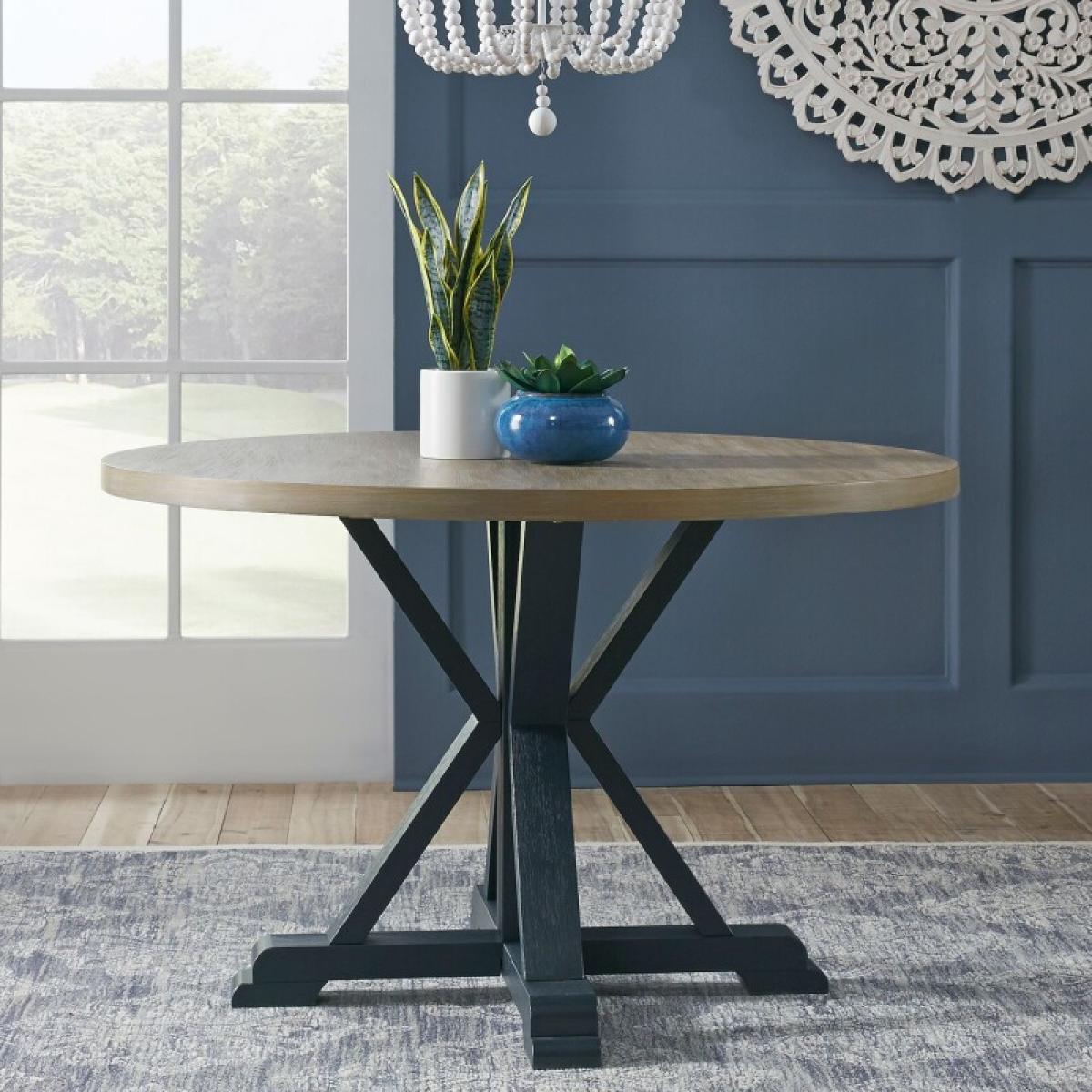 Single Pedestal Table- Navy - Image 2