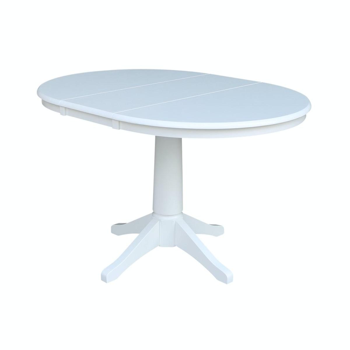 e6450eacac8d6e3fbcd2d026d7aa32f9 Dining Essentials - 36" Extension Table Top w/ 30"H Transitional Pedestal in Pure White - Image 1