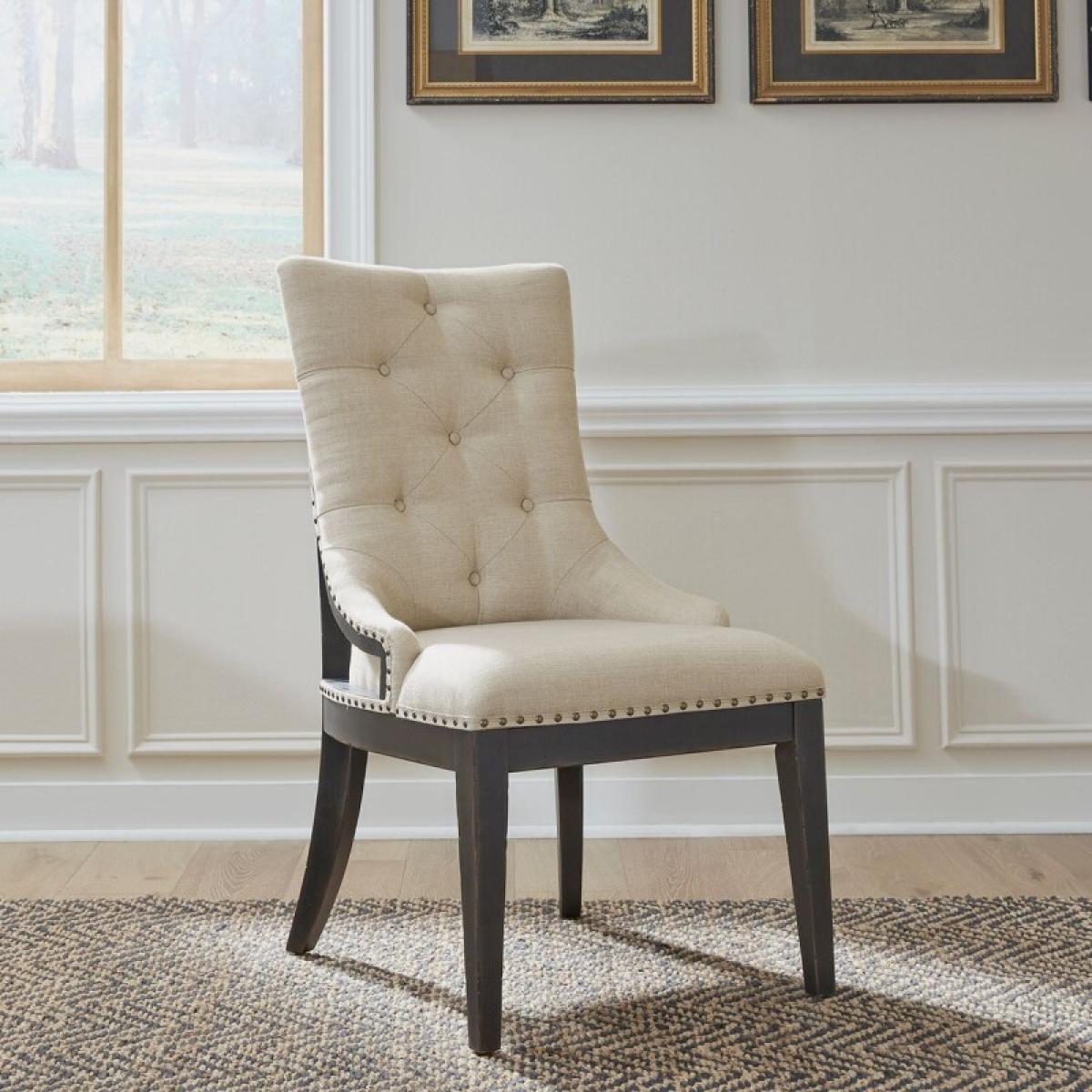 Americana Farmhouse Uph Shelter Side Chair- Black (RTA) - Image 2