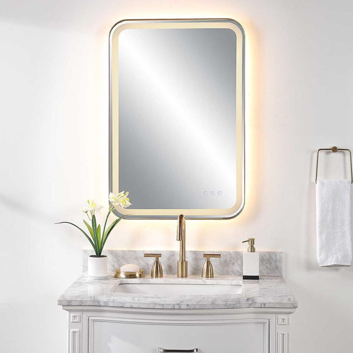 Crofton Lighted Vanity Mirror, Brass - Image 4