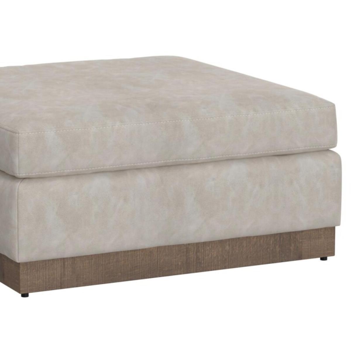 Wooden Frame & Base, Upholstered Square Ottoman - Georgia - Image 4
