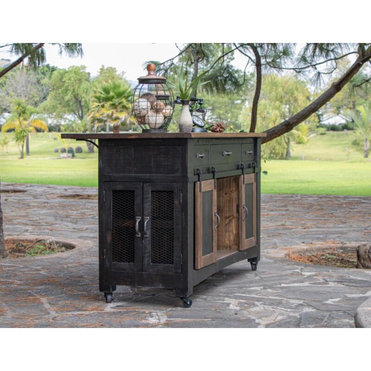 3 Drawer, 2 Sliding Doors, 4 Mesh Doors Wood Island - Pueblo - Image 5