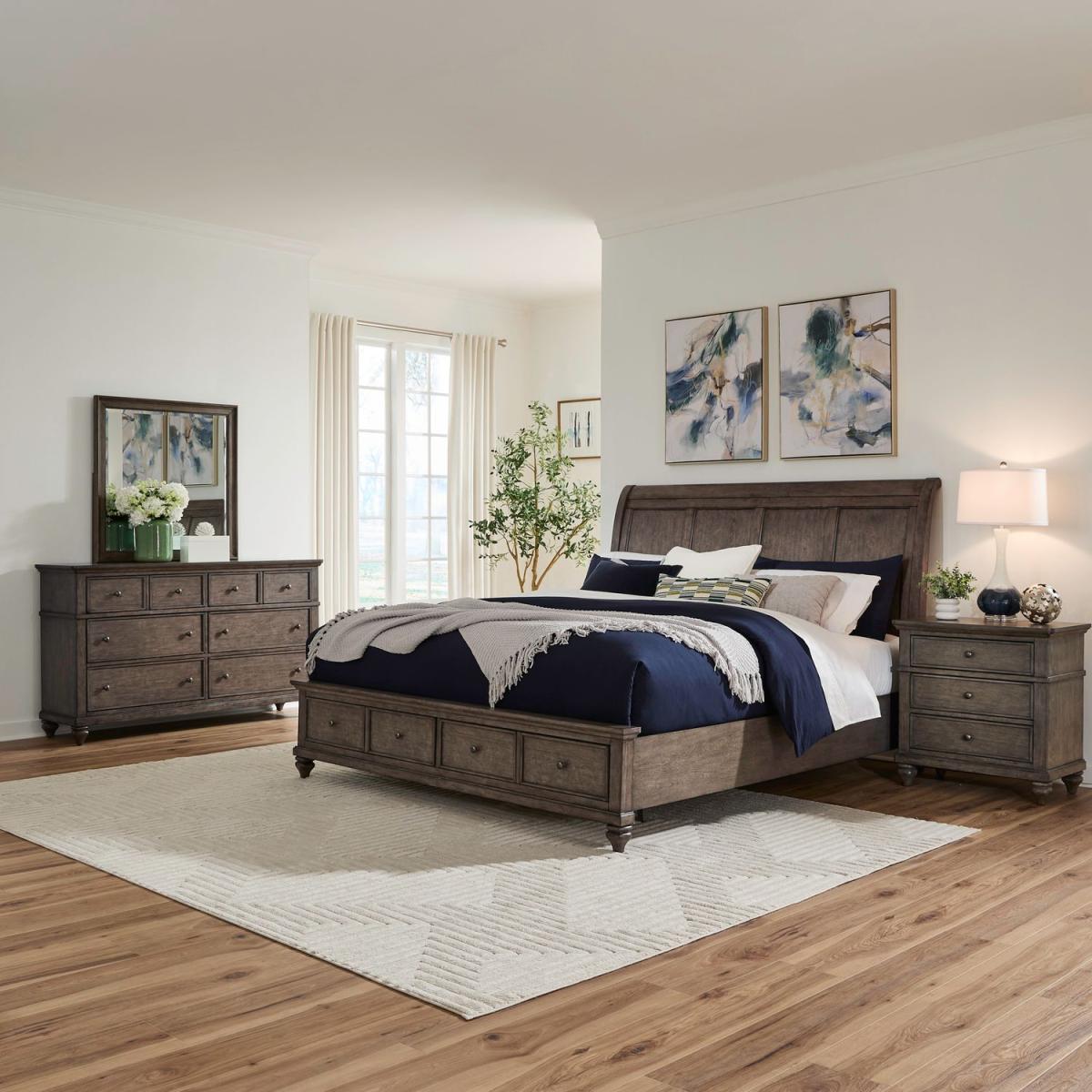 King Storage Bed, Dresser & Mirror, Night Stand - Image 2