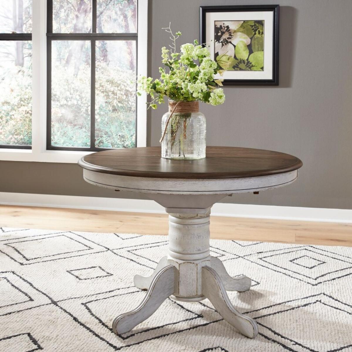 Carolina Crossing Pedestal Table Set- White - Image 5